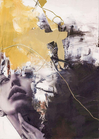 Yellow Era 2 White Modern Wood Framed Art Print with Double Matting by Design Fabrikken