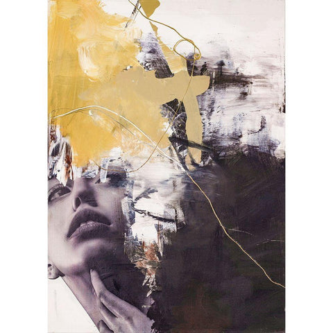 Yellow Era 2 Black Modern Wood Framed Art Print with Double Matting by Design Fabrikken