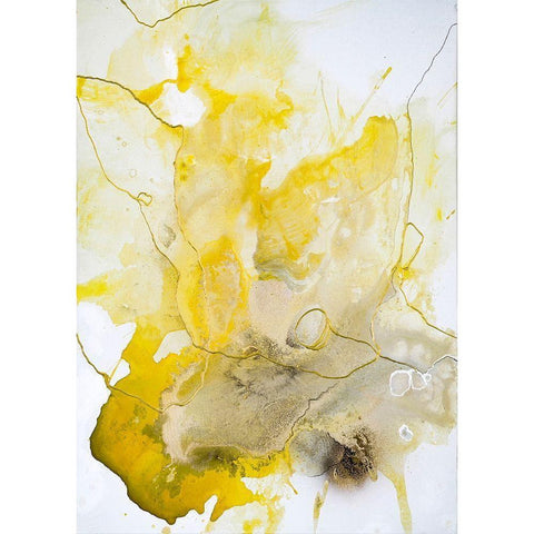 Yellow Line Black Modern Wood Framed Art Print by Design Fabrikken