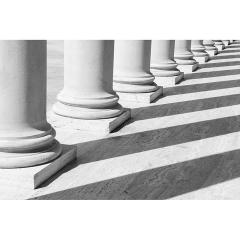 Pillars 1 Black Modern Wood Framed Art Print with Double Matting by Design Fabrikken