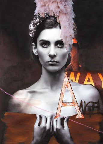 Angel White Modern Wood Framed Art Print with Double Matting by Design Fabrikken