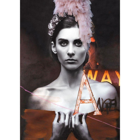 Angel Black Modern Wood Framed Art Print with Double Matting by Design Fabrikken