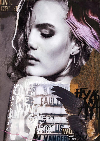 Fly Again White Modern Wood Framed Art Print with Double Matting by Design Fabrikken