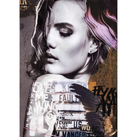 Fly Again Black Modern Wood Framed Art Print with Double Matting by Design Fabrikken