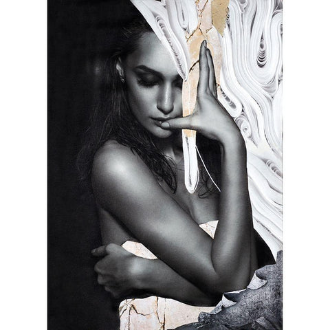 Paper Look 1 Gold Ornate Wood Framed Art Print with Double Matting by Design Fabrikken