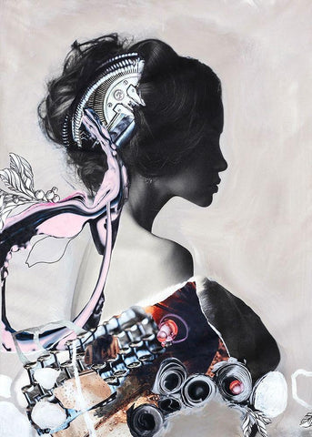 Pink Fluence 1 Black Ornate Wood Framed Art Print with Double Matting by Design Fabrikken