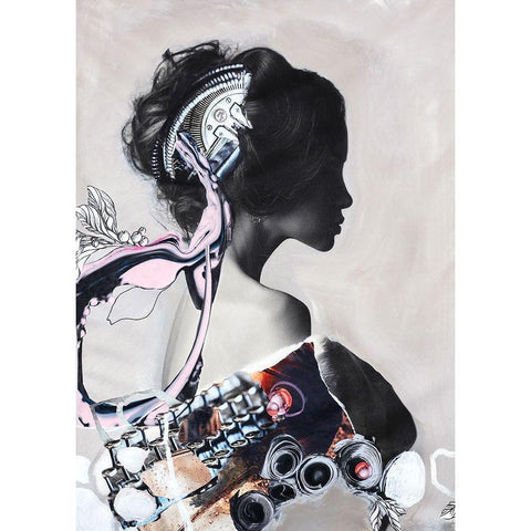 Pink Fluence 1 Black Modern Wood Framed Art Print by Design Fabrikken