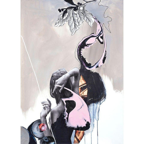 Pink Fluence 2 Black Modern Wood Framed Art Print by Design Fabrikken