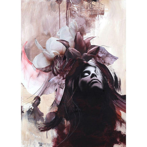 Imperfection Red White Modern Wood Framed Art Print by Design Fabrikken