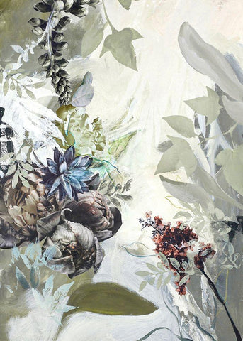 Green Garden White Modern Wood Framed Art Print with Double Matting by Design Fabrikken