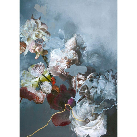 Haute Couture Blue Black Modern Wood Framed Art Print by Design Fabrikken