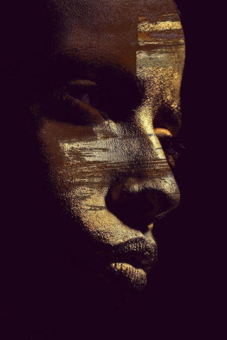 Gold Vision White Modern Wood Framed Art Print with Double Matting by Design Fabrikken