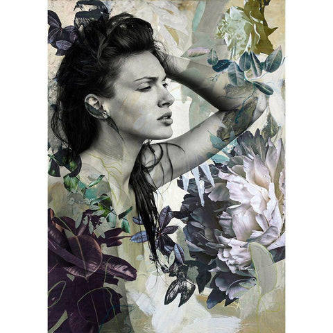 Green Garden 3 Black Modern Wood Framed Art Print by Design Fabrikken