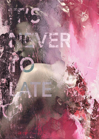 Its Never Too Late Black Ornate Wood Framed Art Print with Double Matting by Design Fabrikken