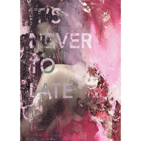 Its Never Too Late Black Modern Wood Framed Art Print by Design Fabrikken