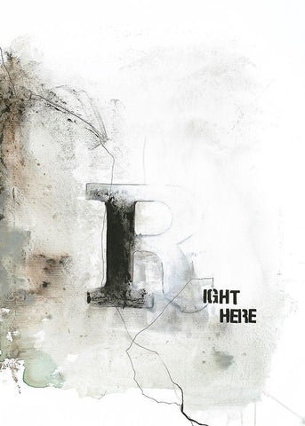Right Here White Modern Wood Framed Art Print with Double Matting by Design Fabrikken