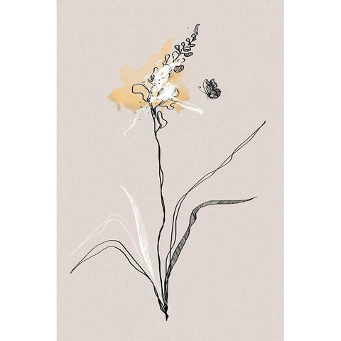 Summer Plant 1 White Modern Wood Framed Art Print by Design Fabrikken