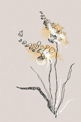 Summer Plant 2 White Modern Wood Framed Art Print with Double Matting by Design Fabrikken