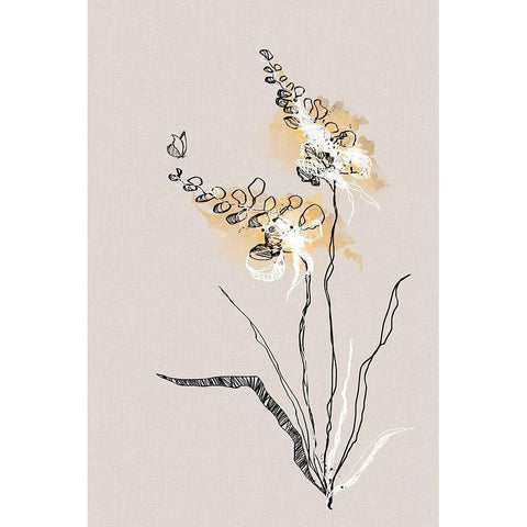 Summer Plant 2 Black Modern Wood Framed Art Print by Design Fabrikken