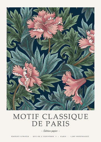 Motif Classique 2 White Modern Wood Framed Art Print with Double Matting by Design Fabrikken