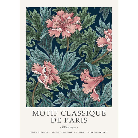 Motif Classique 2 Black Modern Wood Framed Art Print with Double Matting by Design Fabrikken