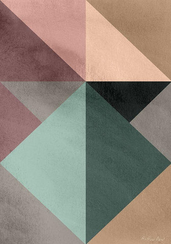 Triangle-1 White Modern Wood Framed Art Print with Double Matting by Design Fabrikken