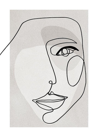 Face Line 3 Black Ornate Wood Framed Art Print with Double Matting by Design Fabrikken