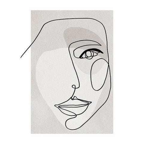 Face Line 3 Black Modern Wood Framed Art Print by Design Fabrikken