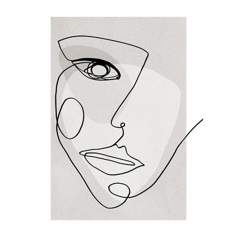 Face Line 4 White Modern Wood Framed Art Print by Design Fabrikken