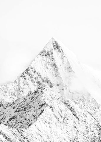 Mountain Top White Black Ornate Wood Framed Art Print with Double Matting by Design Fabrikken