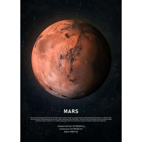 Mars White Modern Wood Framed Art Print by Design Fabrikken