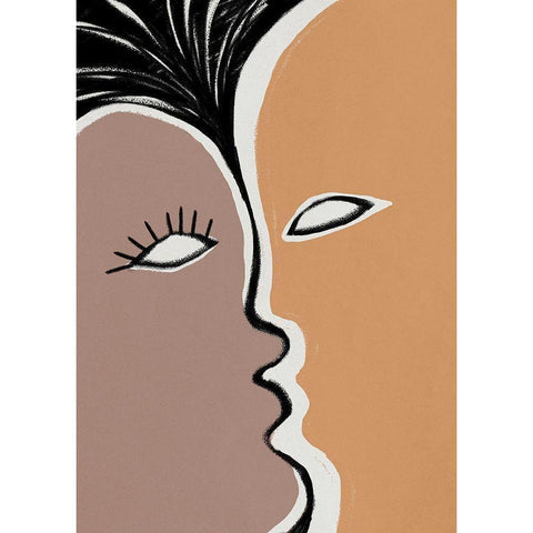 Face to Face 2 Black Modern Wood Framed Art Print with Double Matting by Design Fabrikken