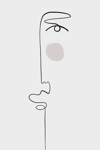 Faces 1 White Modern Wood Framed Art Print with Double Matting by Design Fabrikken