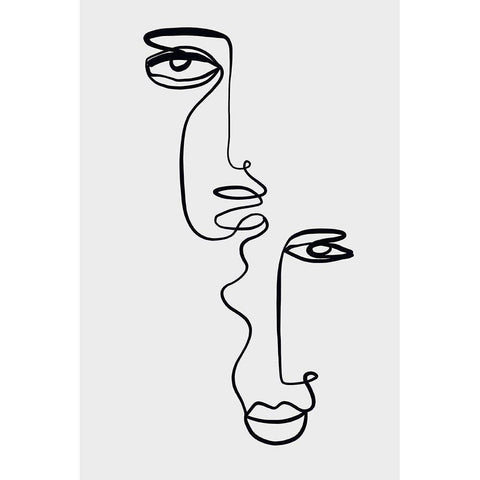 Faces 2 White Modern Wood Framed Art Print by Design Fabrikken