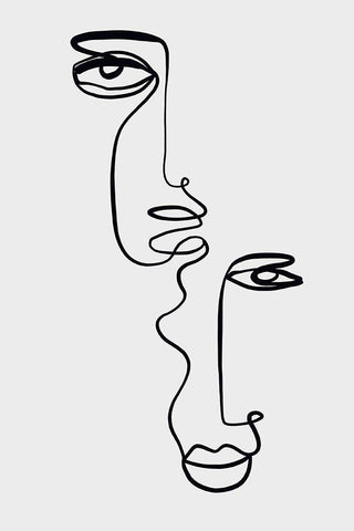 Faces 2 White Modern Wood Framed Art Print with Double Matting by Design Fabrikken