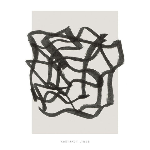 Lines 1 Black Modern Wood Framed Art Print by Design Fabrikken