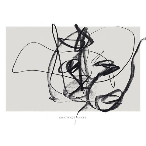 Lines 2 Black Modern Wood Framed Art Print by Design Fabrikken