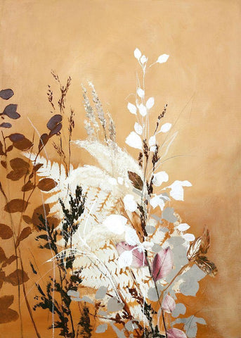 Light Leaves 5 White Modern Wood Framed Art Print with Double Matting by Design Fabrikken