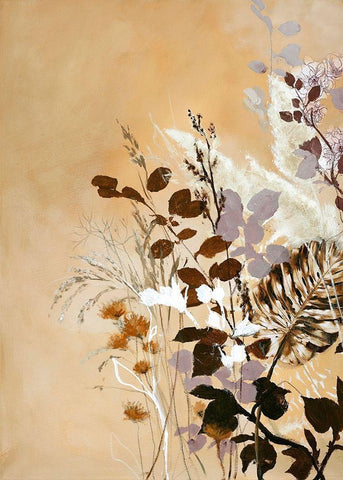 Light Leaves 6 White Modern Wood Framed Art Print with Double Matting by Design Fabrikken