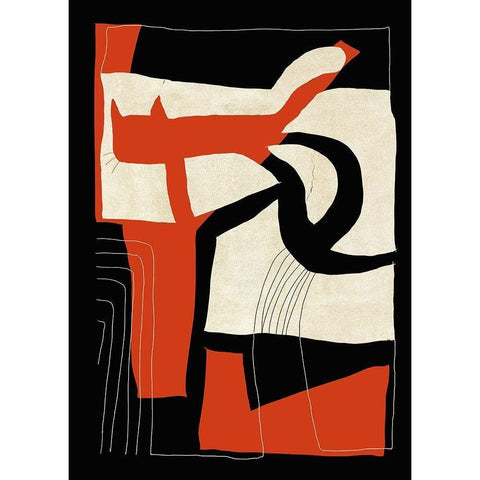 The Loose Cat Black Modern Wood Framed Art Print with Double Matting by Design Fabrikken