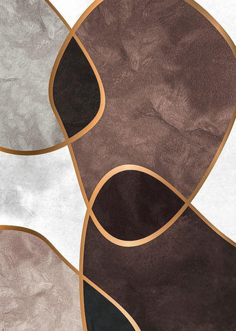 Velvet Shapes 3 White Modern Wood Framed Art Print with Double Matting by Design Fabrikken