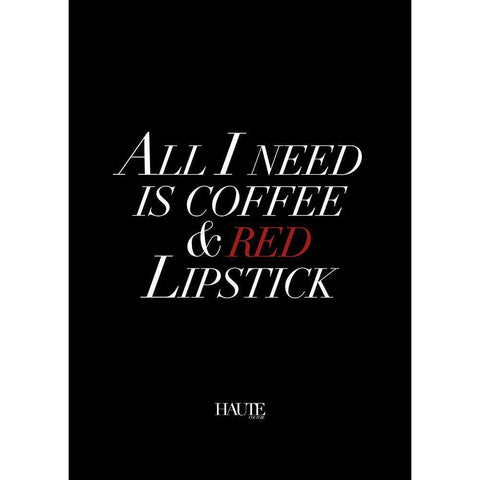 Red Lipstick Black Modern Wood Framed Art Print by Design Fabrikken