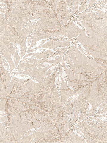 White Leaves 1 White Modern Wood Framed Art Print with Double Matting by Design Fabrikken