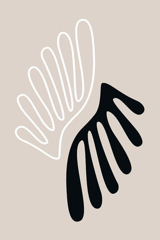 The Leaf 1 White Modern Wood Framed Art Print with Double Matting by Design Fabrikken