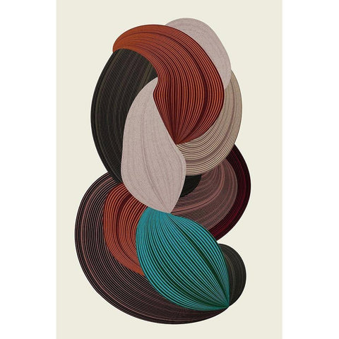 Fibers 3 Black Modern Wood Framed Art Print with Double Matting by Design Fabrikken