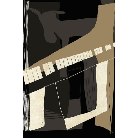 Goat Plays The Piano Gold Ornate Wood Framed Art Print with Double Matting by Design Fabrikken