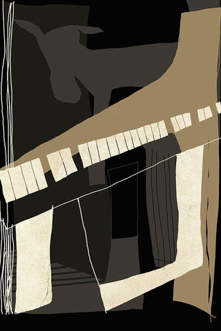 Goat Plays The Piano White Modern Wood Framed Art Print with Double Matting by Design Fabrikken