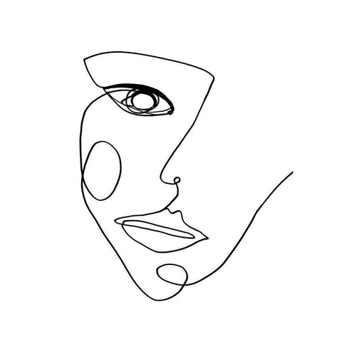 Face Line 2 Gold Ornate Wood Framed Art Print with Double Matting by Design Fabrikken