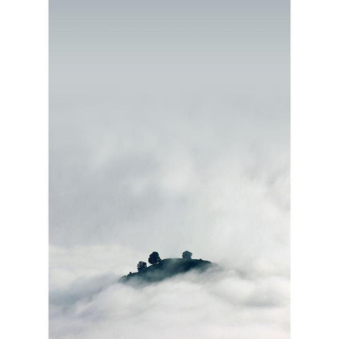 Lost in Mist Black Modern Wood Framed Art Print by Design Fabrikken