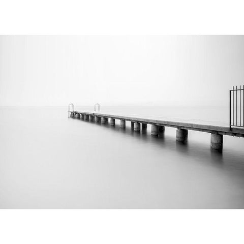 Nowhere White Modern Wood Framed Art Print by Design Fabrikken